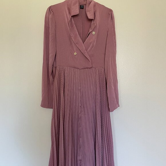 Mauve Pink SHEIN Maxi Dress with Collar and Decorative Buttons Size M (US 6) 🌸🌷🌸 - Picture 2 of 10